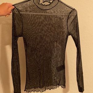 Black Shimmery Long Sleeve Shirt